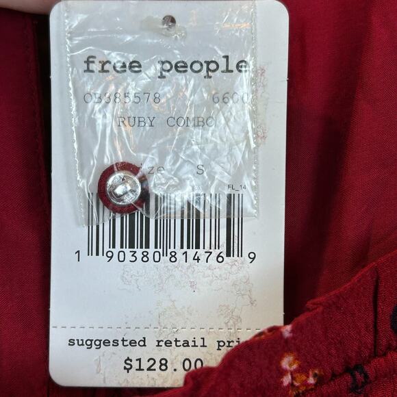 Free People Smock It Too Me Floral Dress Ruby Combo OB885578 Women's Small NWT - Picture 12 of 12